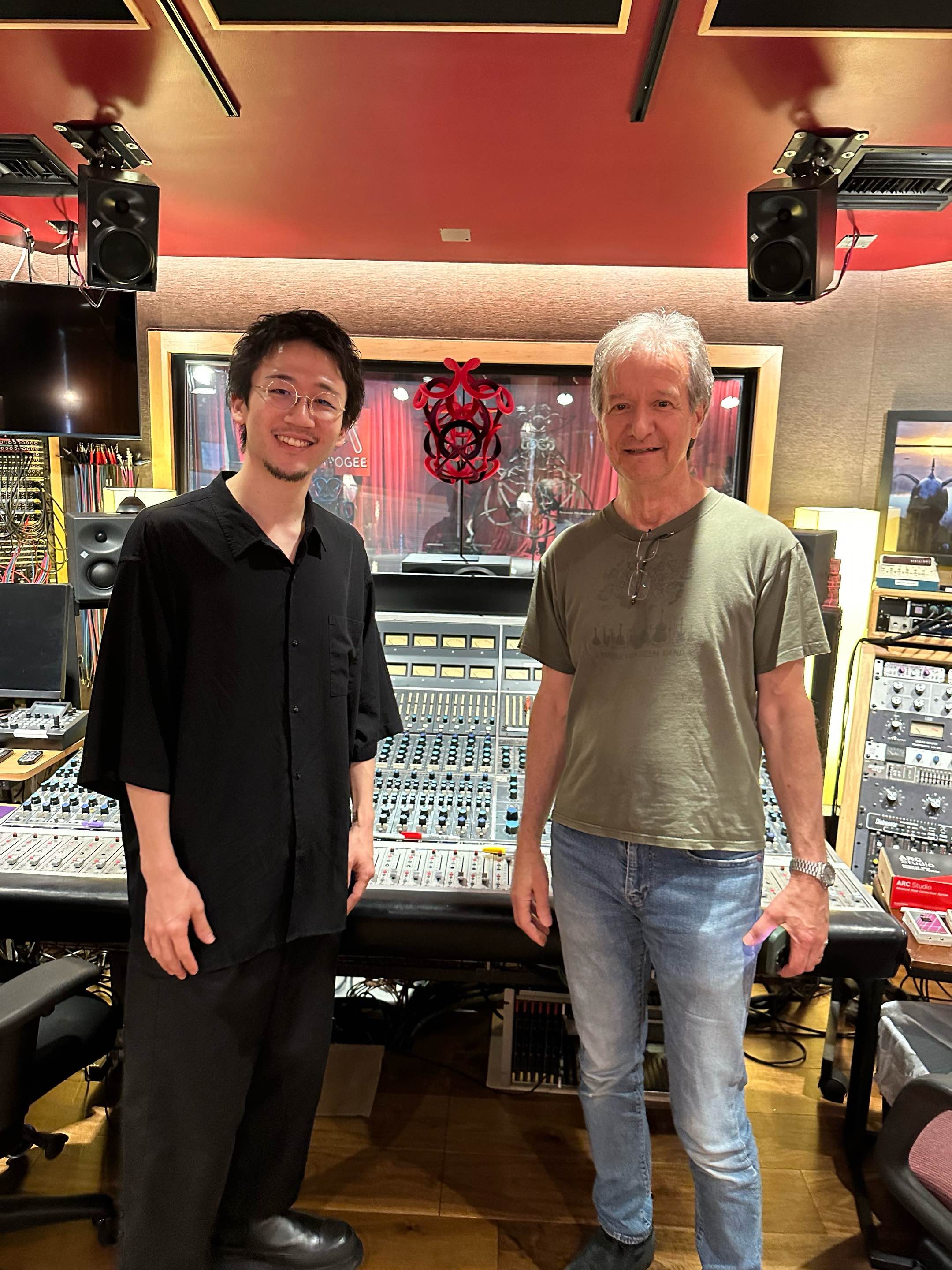 Ryunosuke Okazaki and Bob Clearmountain at Apogee Studio